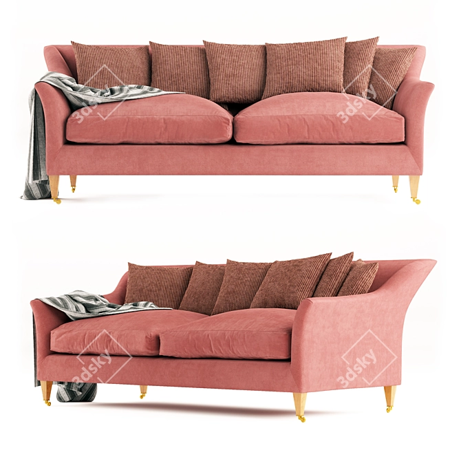 "Soft Pink Fabric Sofa 3D model image 1