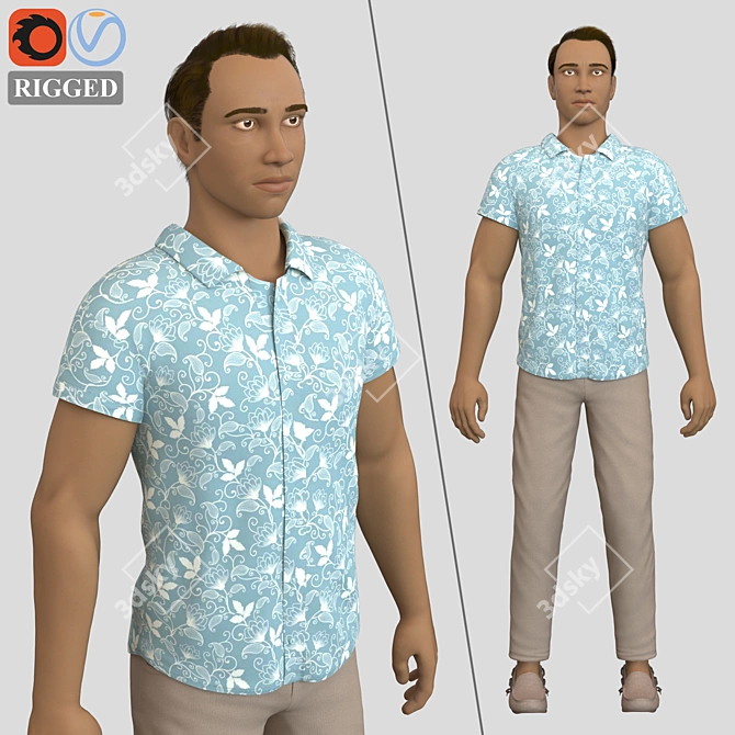Advanced Male Citizen Rig 3D model image 1
