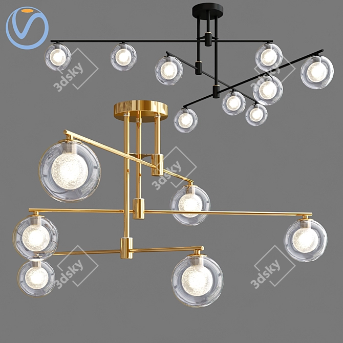 Minimalist Black Gold Hanging Lamp 3D model image 1