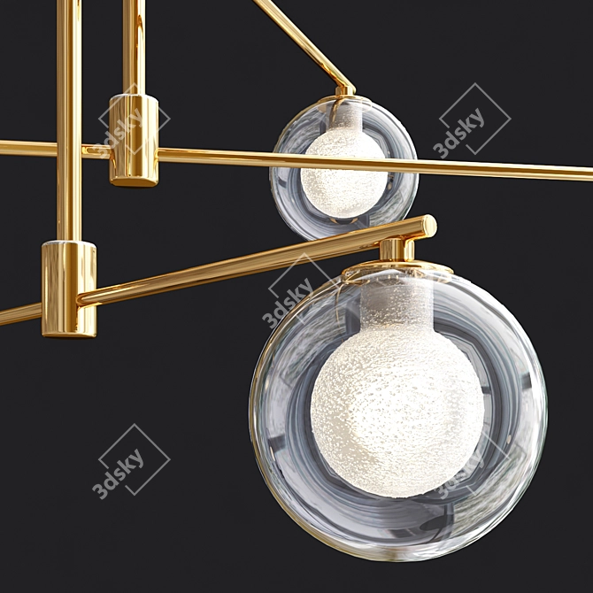 Minimalist Black Gold Hanging Lamp 3D model image 3