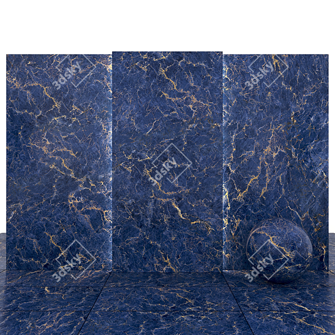 Diamond Blue Marble: Luxurious Textured Slabs & Tiles 3D model image 1