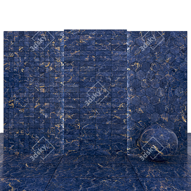 Diamond Blue Marble: Luxurious Textured Slabs & Tiles 3D model image 2