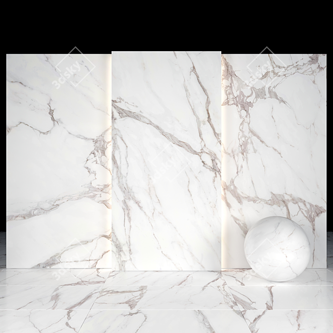 Elegant White Calacatta Marble 3D model image 1