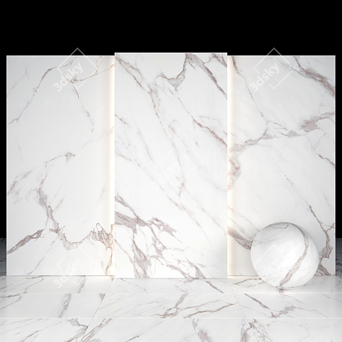 Elegant White Calacatta Marble 3D model image 2