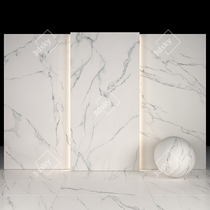 Elegant Statuario White Marble 3D model image 1