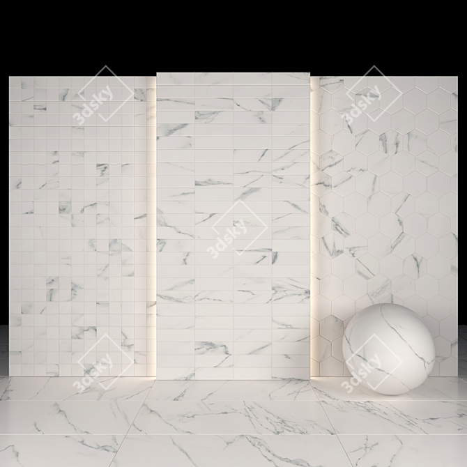 Elegant Statuario White Marble 3D model image 3