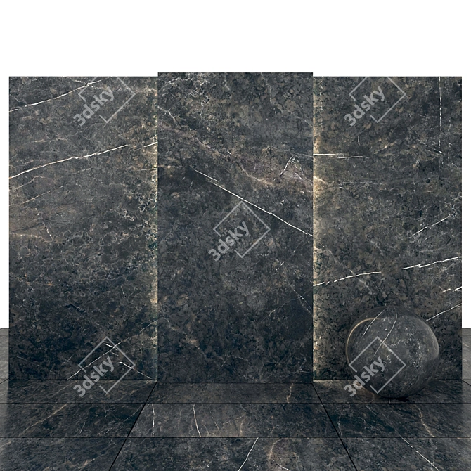 Elegant Imperial Black Marble Slabs & Tiles 3D model image 1