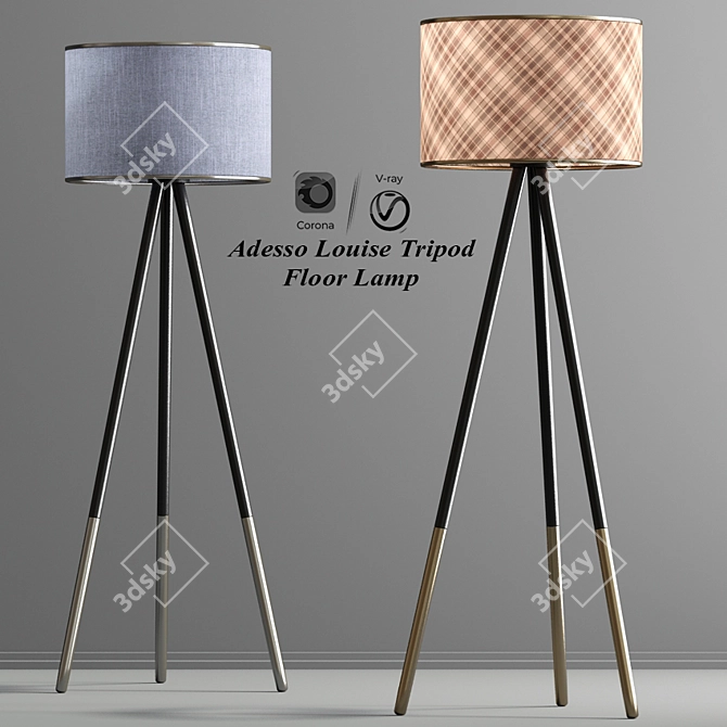 Adesso Louise Tripod Lamp: Elegant and Versatile Lighting Solution 3D model image 3