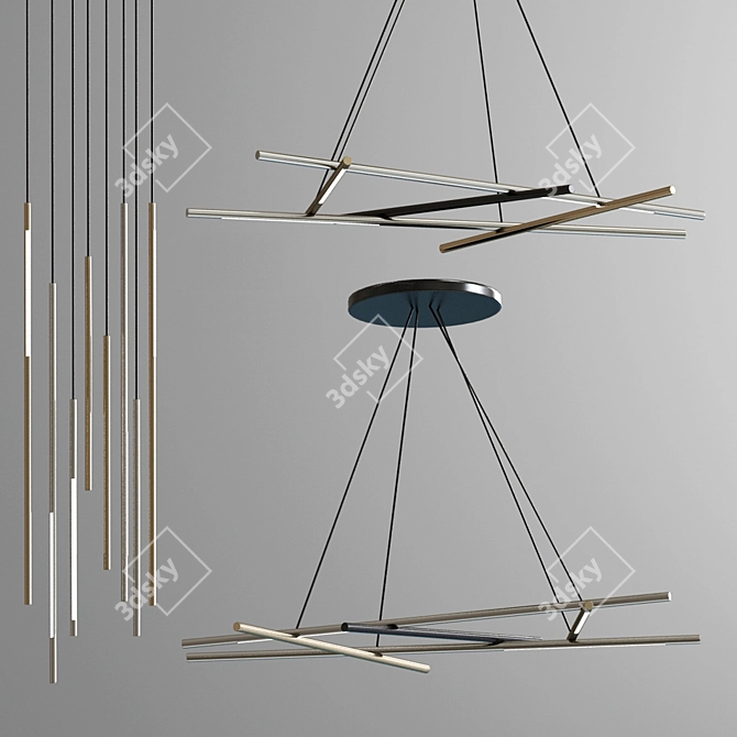 Sleek Sattler Mikado Chandelier 3D model image 1