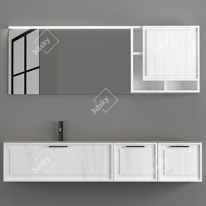 Dynamic Horizontal Bathroom Composition 3D model image 3