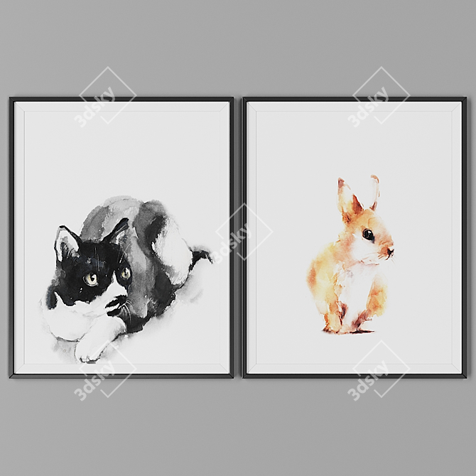 Black Frame Picture Collection 3D model image 1