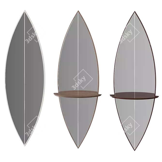 Surf Mirror: Stylish Surfboard Inspired Wall Mirror 3D model image 1