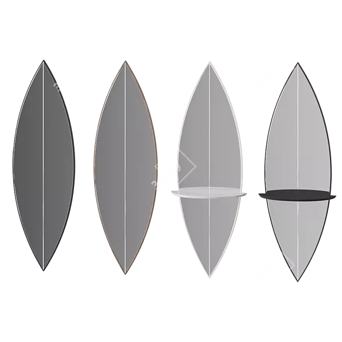 Surf Mirror: Stylish Surfboard Inspired Wall Mirror 3D model image 2