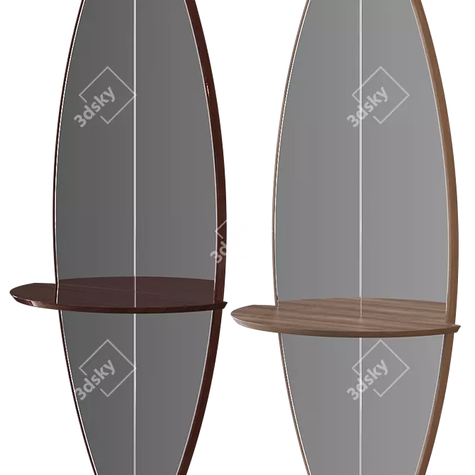 Surf Mirror: Stylish Surfboard Inspired Wall Mirror 3D model image 3