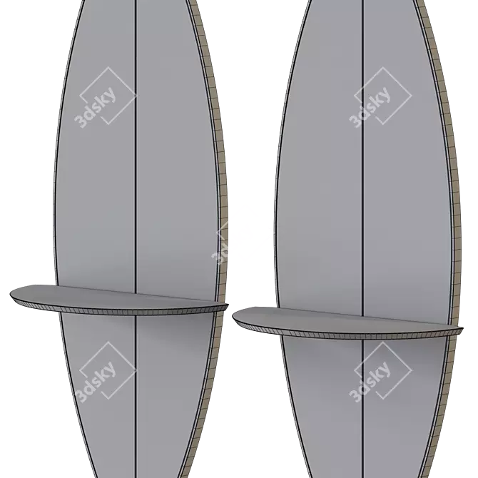 Surf Mirror: Stylish Surfboard Inspired Wall Mirror 3D model image 4