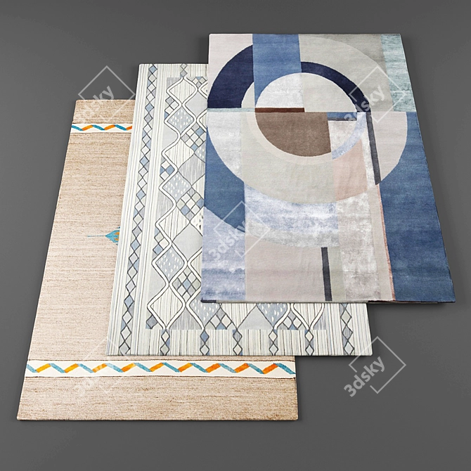 Modern High-Resolution Rugs Set 3D model image 1