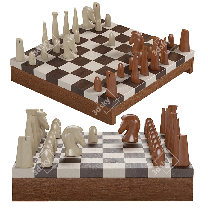 Hermes Chess Set: Elegant Luxury 3D model image 1