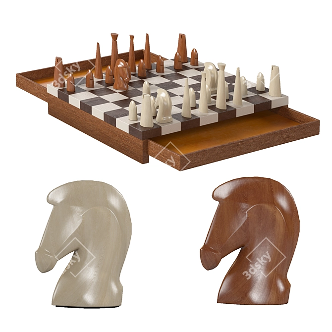 Hermes Chess Set: Elegant Luxury 3D model image 2