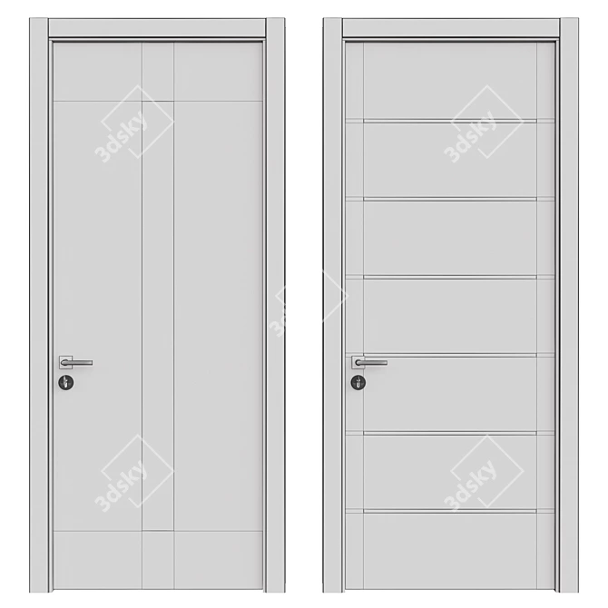 Sleek Interior Door 3D model image 2