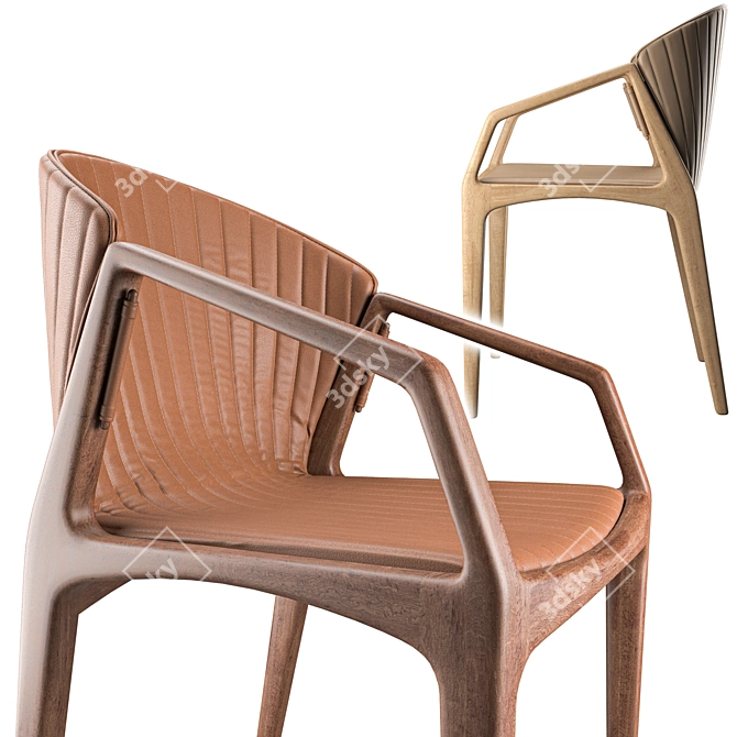 Contemporary Luisa Armchair: Certified Wood Frame, Edge-Trimmed Finish 3D model image 2