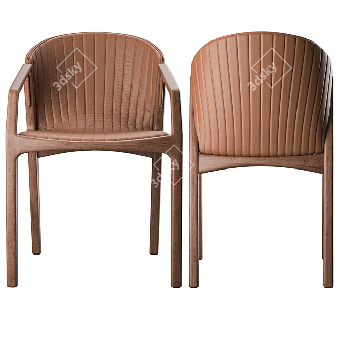Contemporary Luisa Armchair: Certified Wood Frame, Edge-Trimmed Finish 3D model image 3