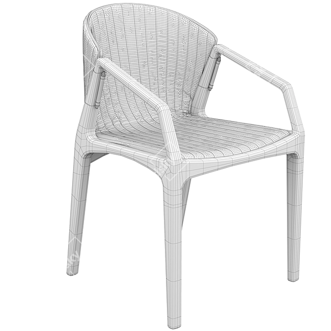 Contemporary Luisa Armchair: Certified Wood Frame, Edge-Trimmed Finish 3D model image 4