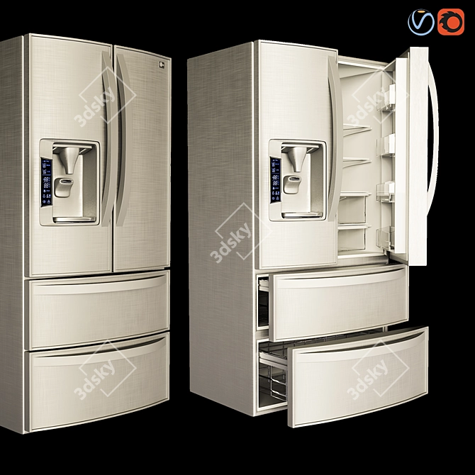 LG 2015 Refrigerator | Vray+Corona | 3D Model 3D model image 1