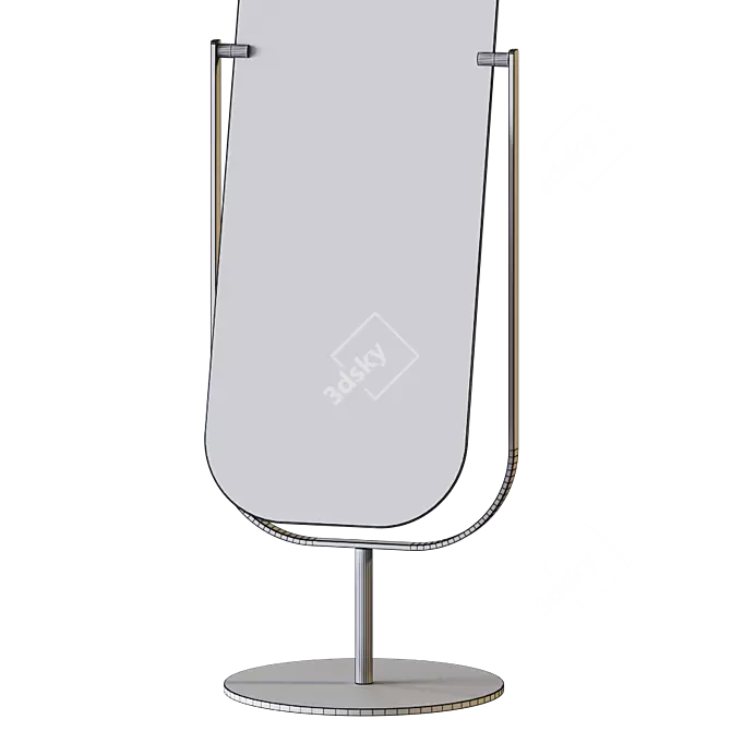 Dual-Sided Floor Mirror: Adjustable Tilt - Sleek Satin Nickel Frame 3D model image 3