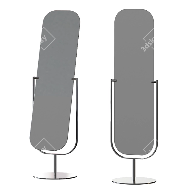 Dual-Sided Floor Mirror: Adjustable Tilt - Sleek Satin Nickel Frame 3D model image 4