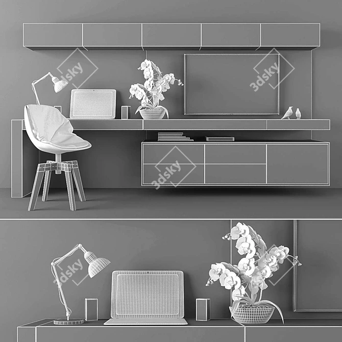  Multi-Purpose TV Stand & Office Set 3D model image 2