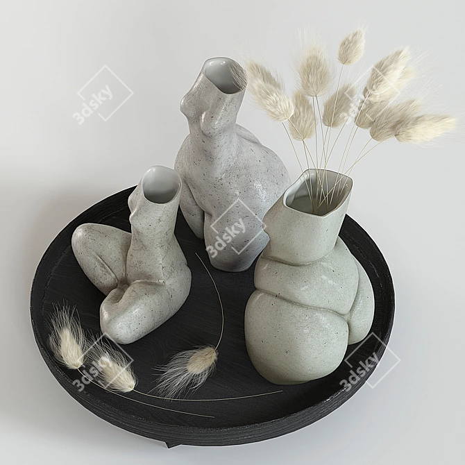 Elegant Woman Vases Set 3D model image 2