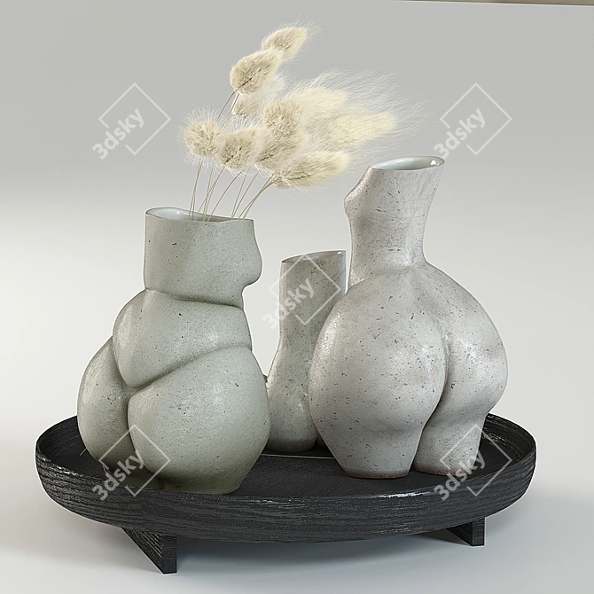 Elegant Woman Vases Set 3D model image 3