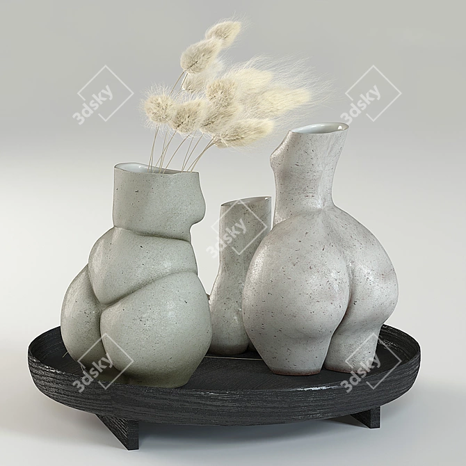 Elegant Woman Vases Set 3D model image 4