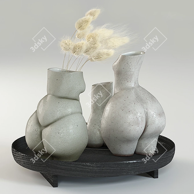 Elegant Woman Vases Set 3D model image 5