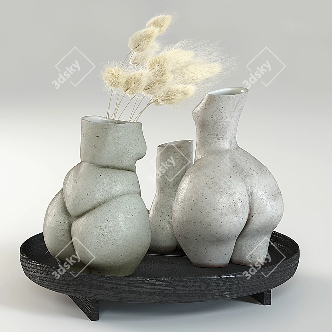 Elegant Woman Vases Set 3D model image 9