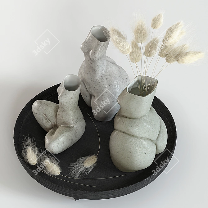 Elegant Woman Vases Set 3D model image 12