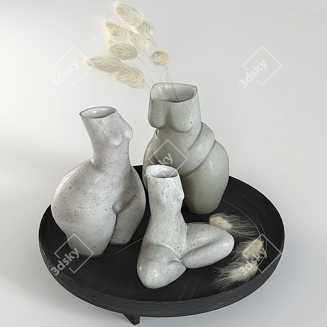 Elegant Woman Vases Set 3D model image 14