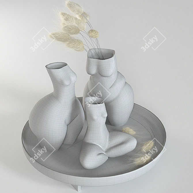 Elegant Woman Vases Set 3D model image 17