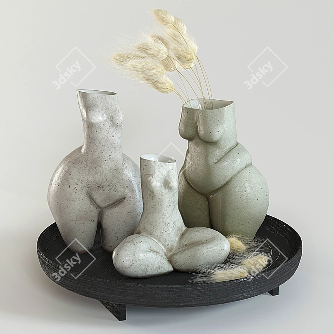 Elegant Woman Vases Set 3D model image 18