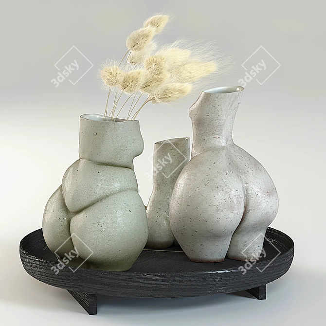 Elegant Woman Vases Set 3D model image 20