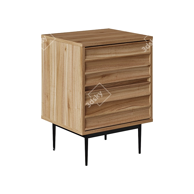 Scandi Style Acacia Bedside Table 3D model image 1