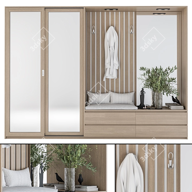 Modern Wood and White Set 3D model image 2