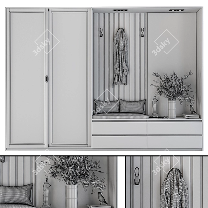 Modern Wood and White Set 3D model image 5