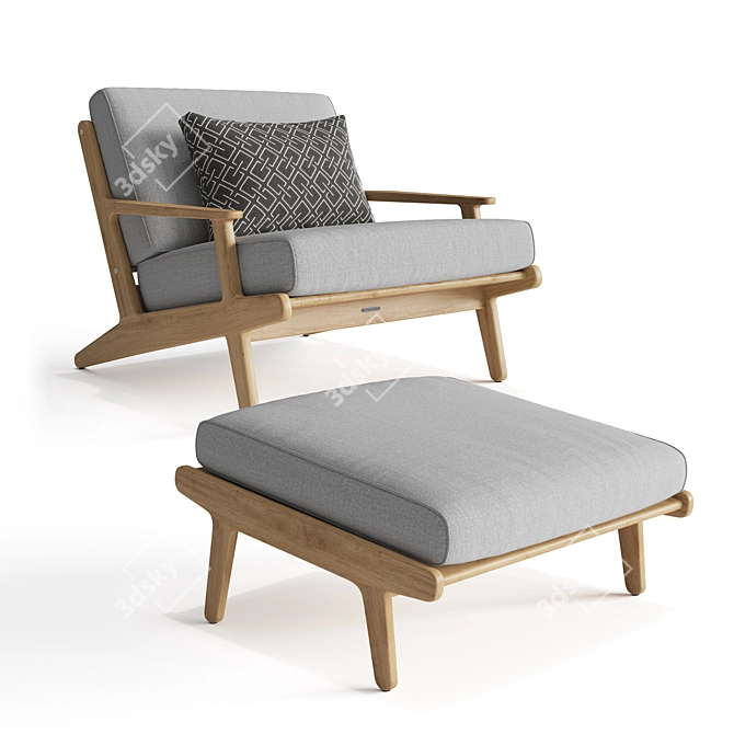 Bay Lounge Chair and Ottoman - Stylish and Comfortable Seating Solution 3D model image 1