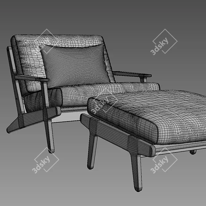 Bay Lounge Chair and Ottoman - Stylish and Comfortable Seating Solution 3D model image 6