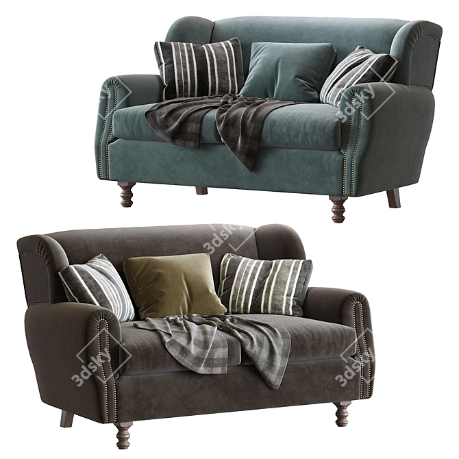Elegant Cinema Sofa with Removable Cushions 3D model image 1