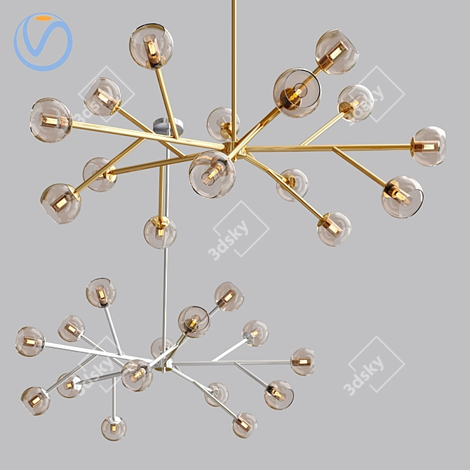 Elegant 14-Light Brass Chandelier 3D model image 2