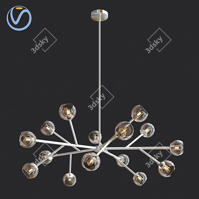 Elegant 14-Light Brass Chandelier 3D model image 4