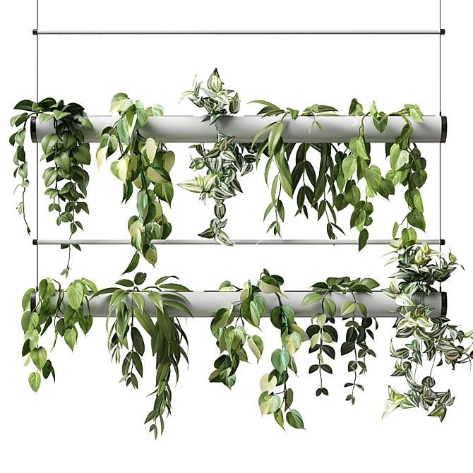 Hanging Plants in a Pipe Pot 3D model image 1