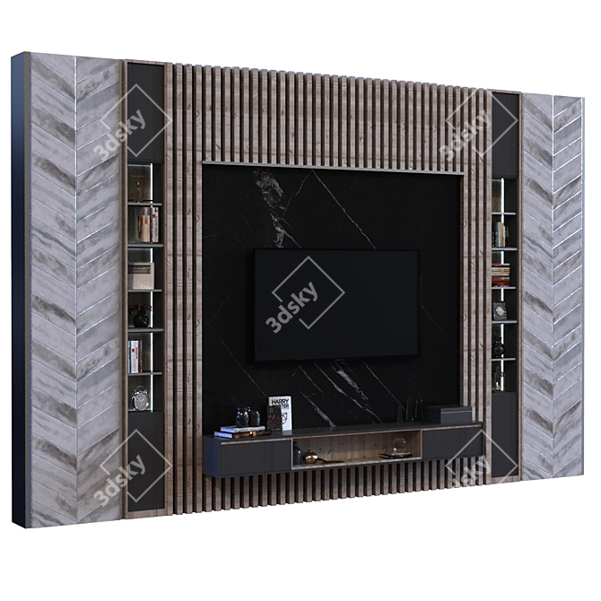 Modern TV Wall Set 2015 3D model image 2